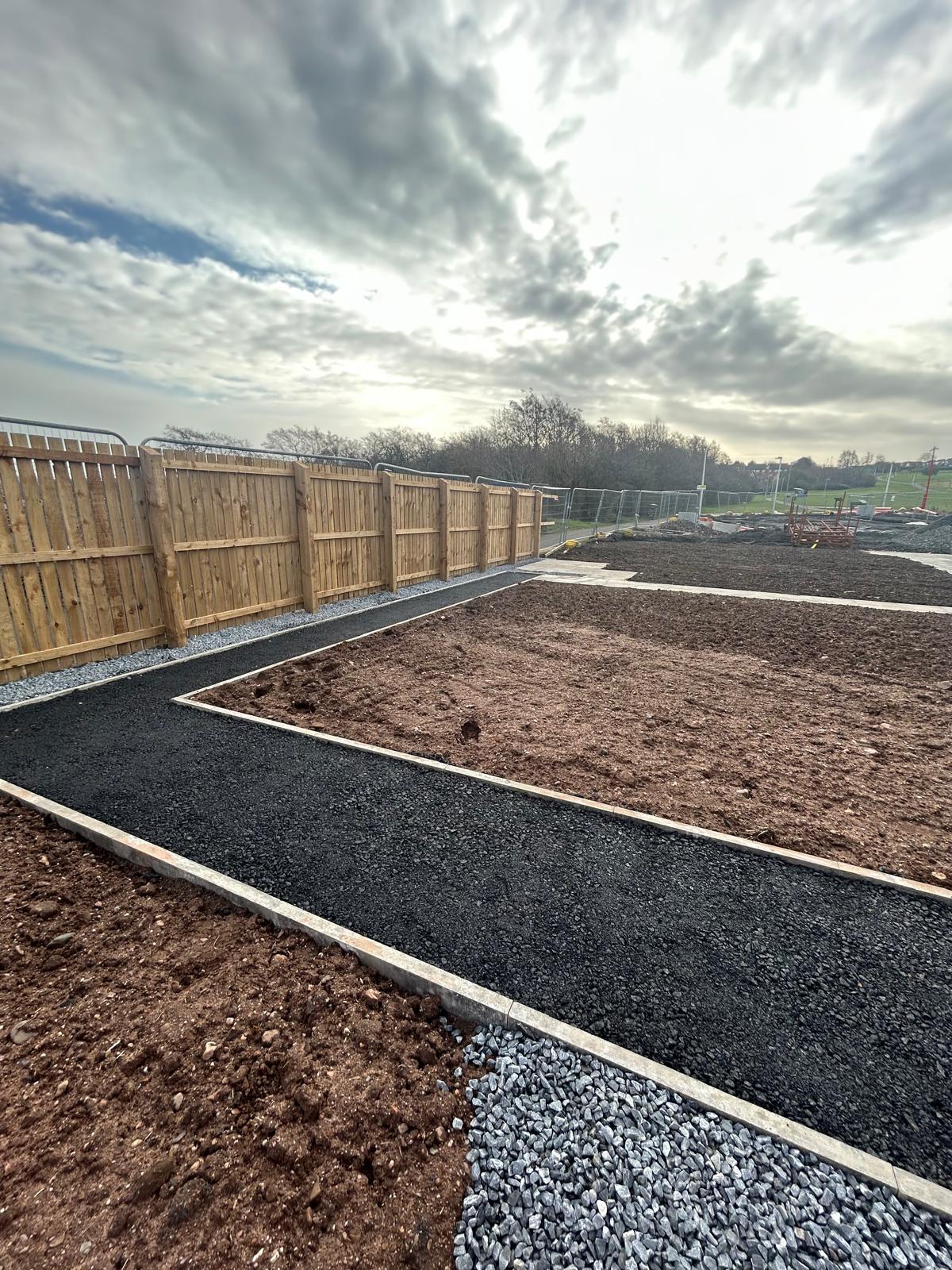 Driveway pathway with stone edging