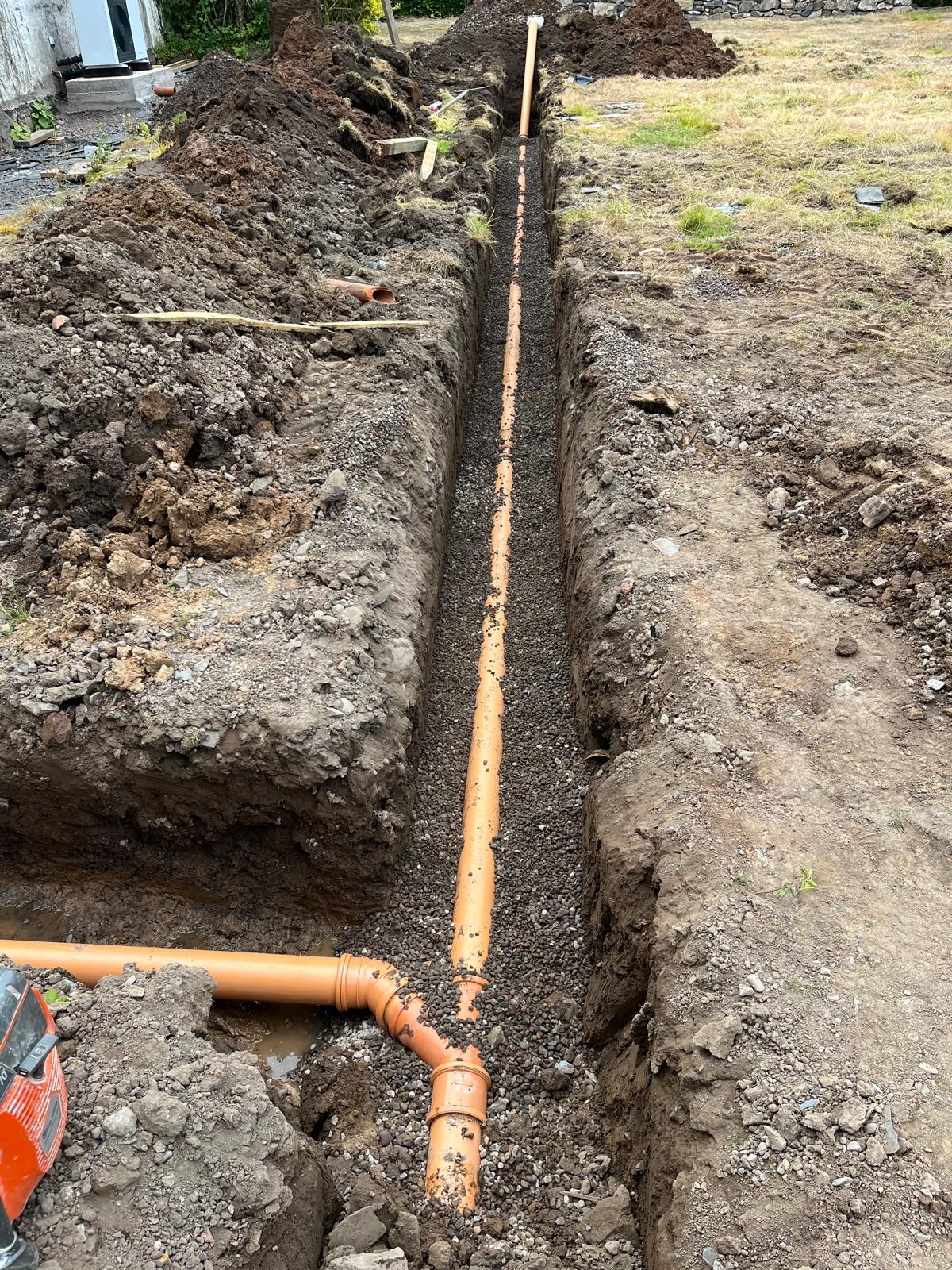 Foul drainage excavation and laying