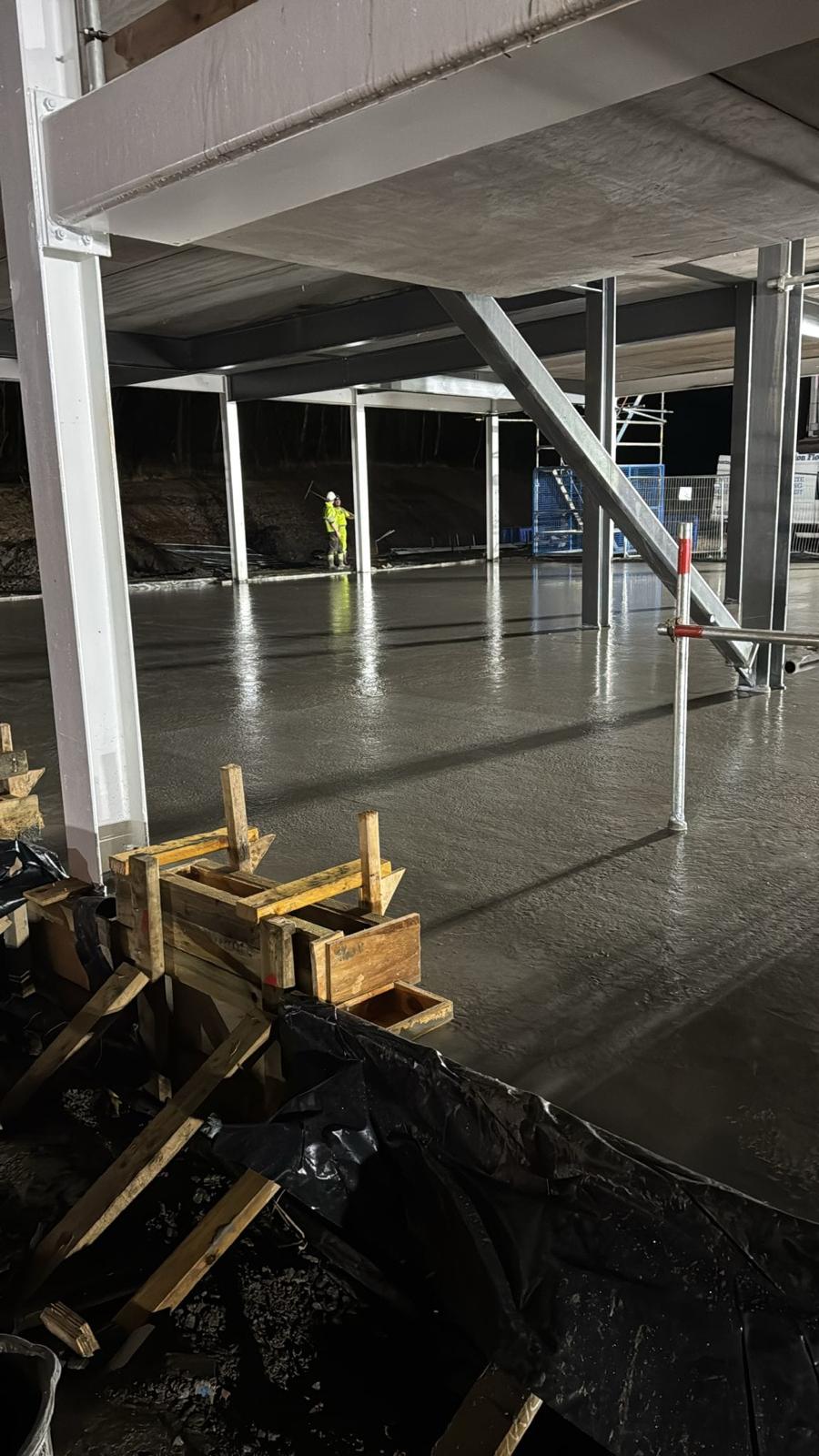 Concrete slab poured and levelled